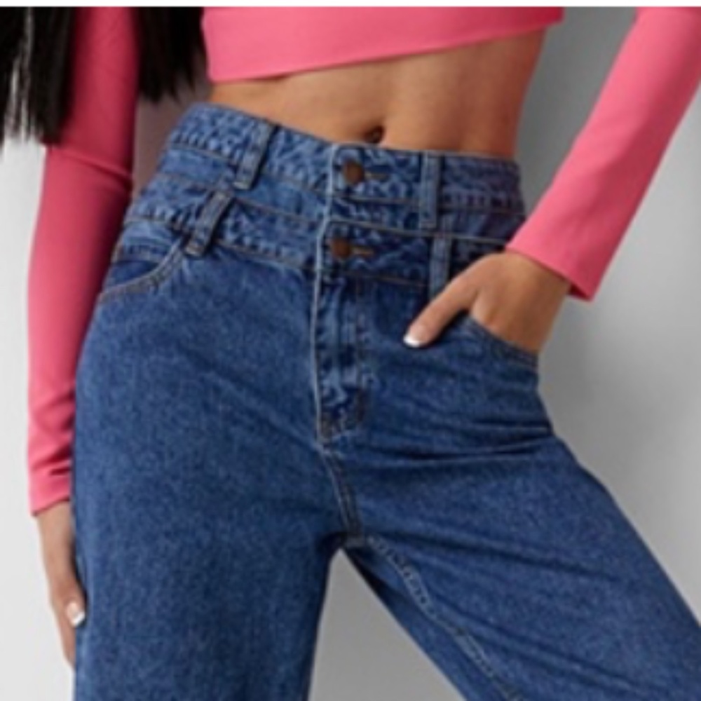 Vibrant M.I.U dark wash double waist high rise mom fit jeans NWT